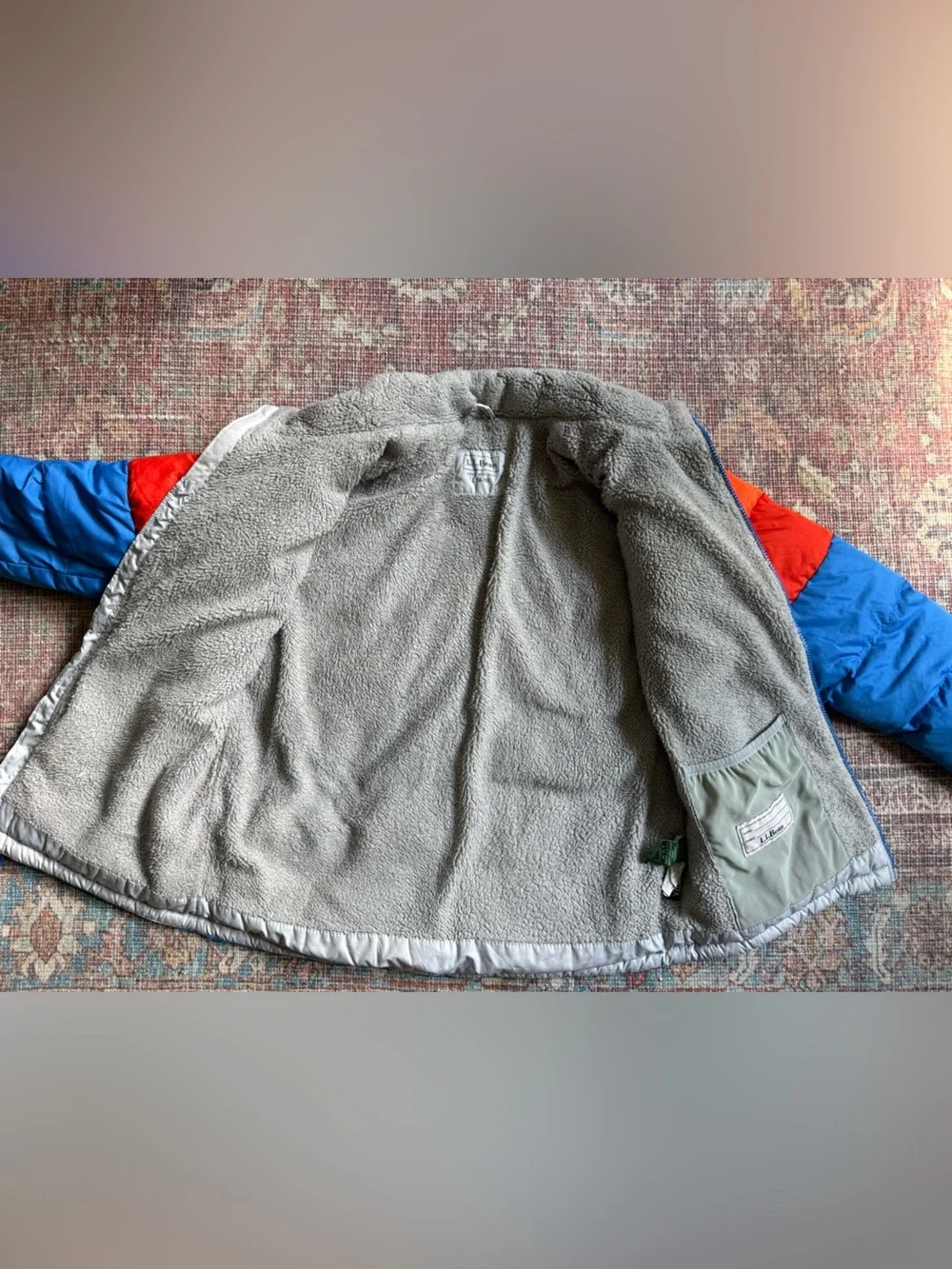 LL Bean Kids L 14-16 Puffer Jacket - Blue/Red/orange/gray